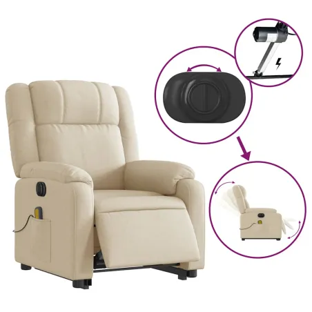 Fauteuil inclinable de massage électrique Crème Tissu