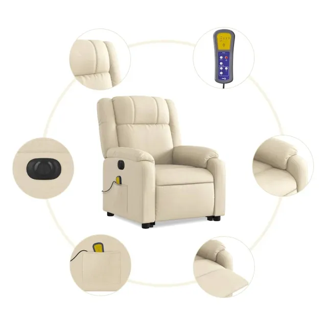 Fauteuil inclinable de massage électrique Crème Tissu