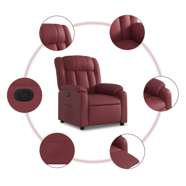 Fauteuil inclinable électrique Rouge bordeaux Similicuir