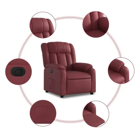 Fauteuil inclinable électrique Rouge bordeaux Similicuir
