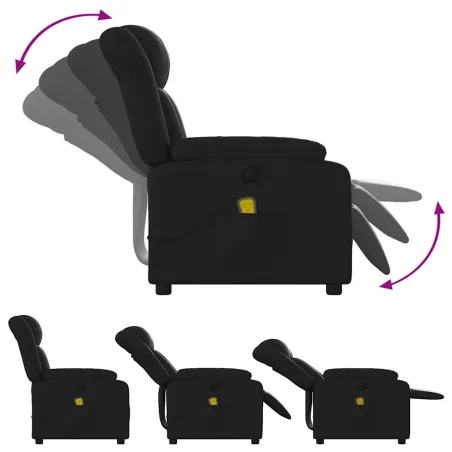 Fauteuil de massage inclinable électrique noir similicuir