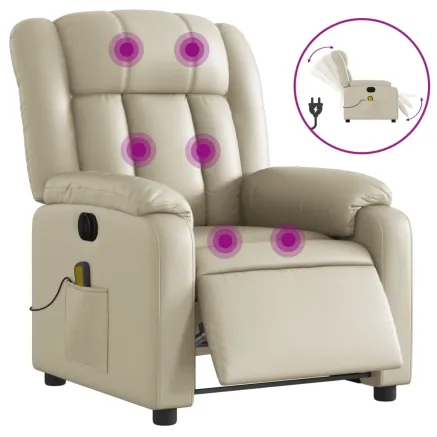 Fauteuil de massage inclinable électrique crème similicuir 2