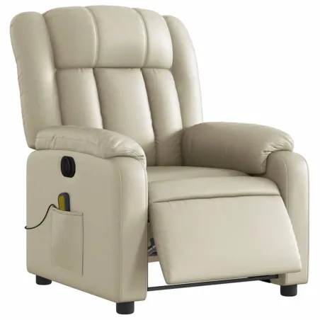 Fauteuil de massage inclinable électrique crème similicuir
