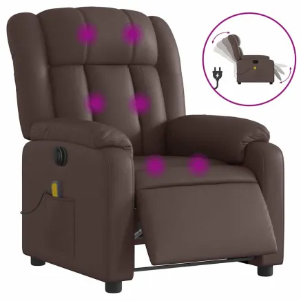 Fauteuil de massage inclinable électrique marron similicuir 2