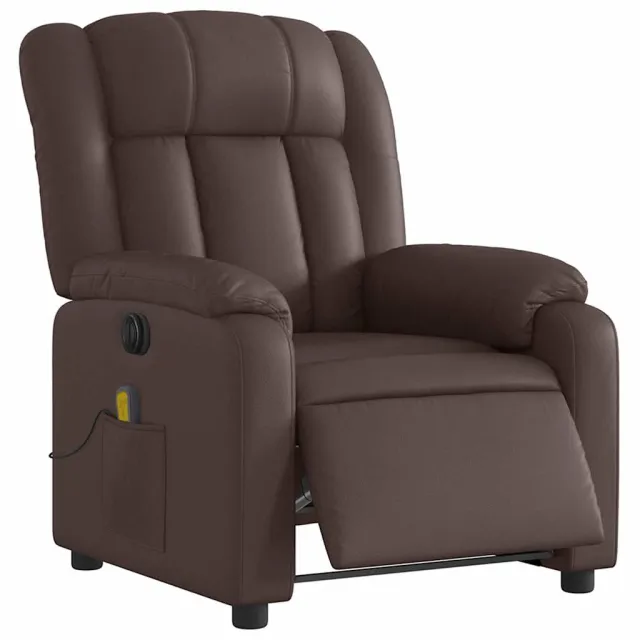 Fauteuil de massage inclinable électrique marron similicuir