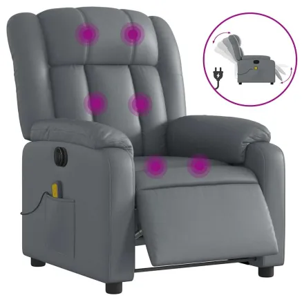 Fauteuil de massage inclinable électrique gris similicuir 2
