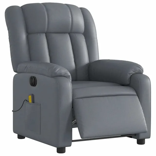 Fauteuil de massage inclinable électrique gris similicuir