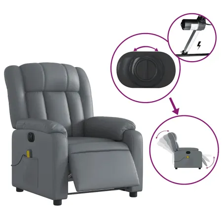Fauteuil de massage inclinable électrique gris similicuir