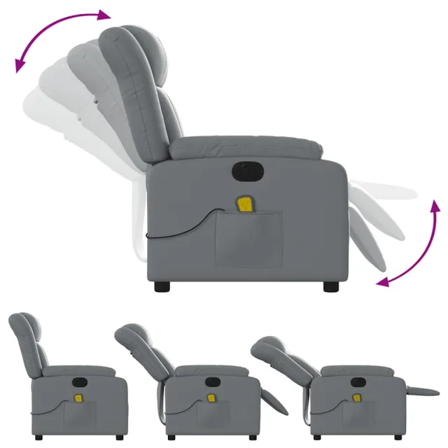 Fauteuil de massage inclinable électrique gris similicuir