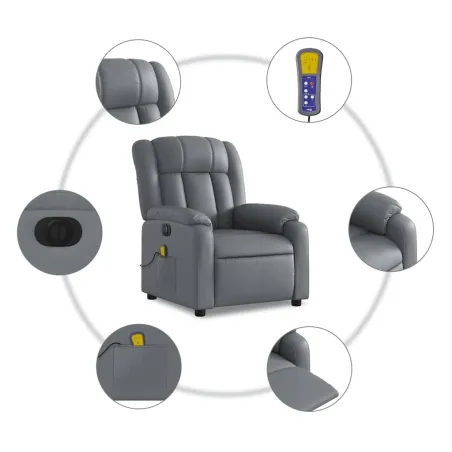 Fauteuil de massage inclinable électrique gris similicuir