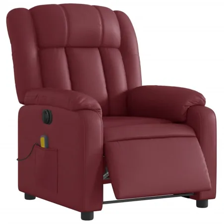 Fauteuil de massage inclinable électrique rouge bordeaux