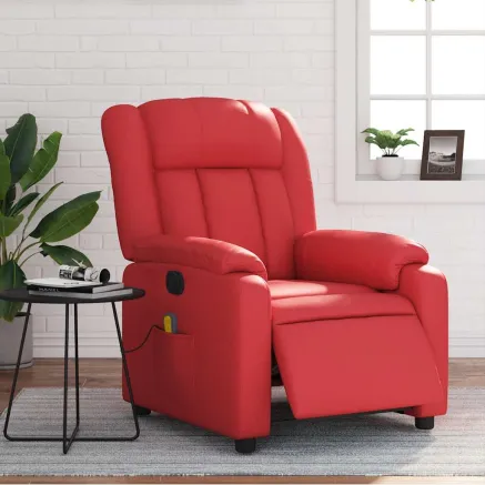 Fauteuil de massage inclinable électrique rouge similicuir