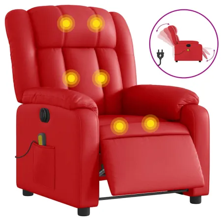 Fauteuil de massage inclinable électrique rouge similicuir
