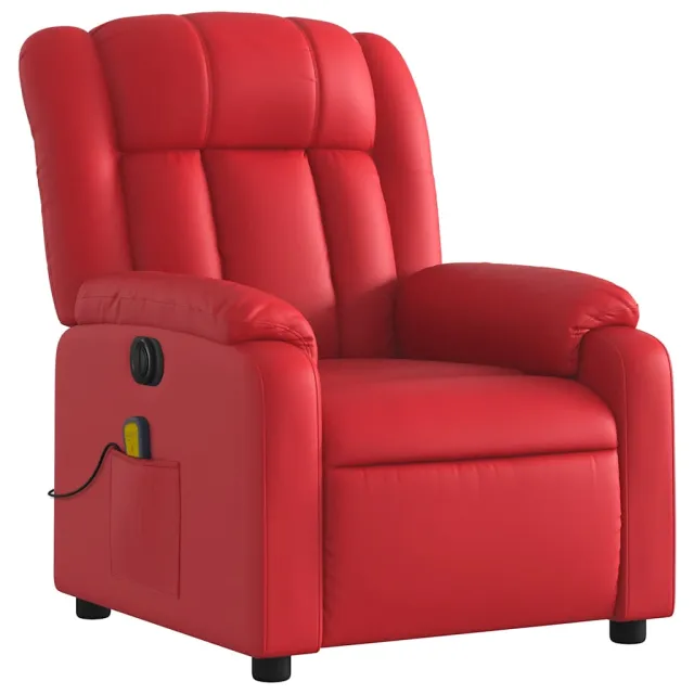 Fauteuil de massage inclinable électrique rouge similicuir