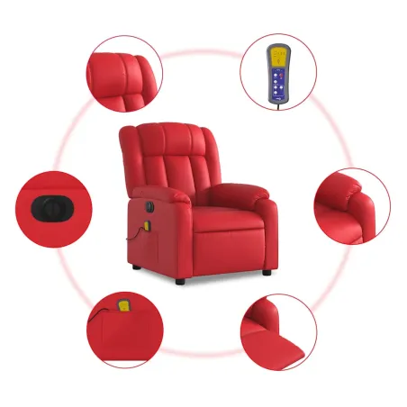 Fauteuil de massage inclinable électrique rouge similicuir