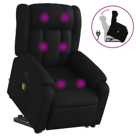 Fauteuil inclinable de massage Noir Similicuir 2