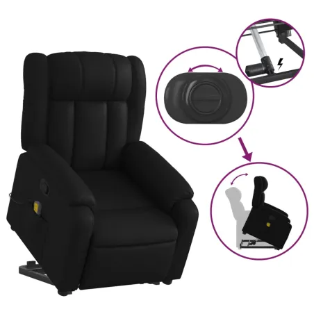 Fauteuil inclinable de massage Noir Similicuir