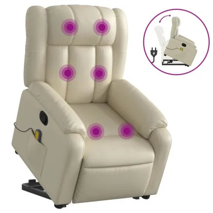 Fauteuil inclinable de massage Crème Similicuir 2