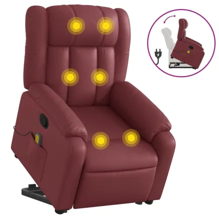 Fauteuil inclinable de massage Rouge bordeaux Similicuir 2