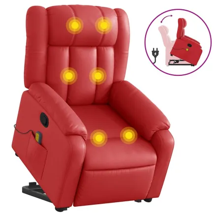 Fauteuil inclinable de massage Rouge Similicuir 2