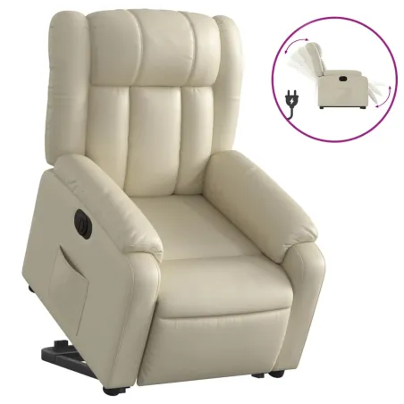 Fauteuil inclinable électrique crème similicuir