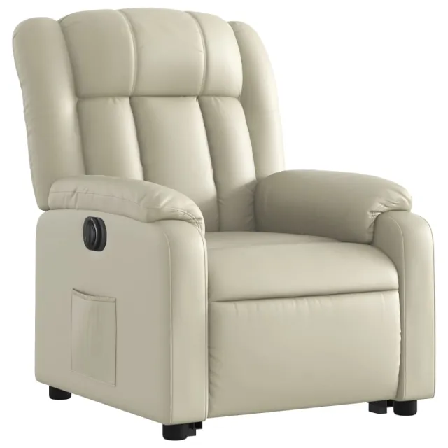 Fauteuil inclinable électrique crème similicuir