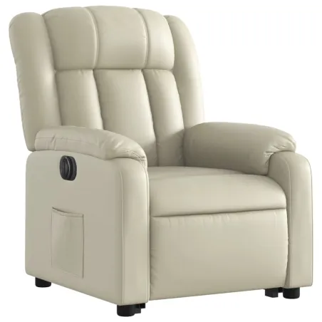 Fauteuil inclinable électrique crème similicuir
