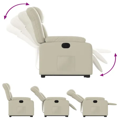 Fauteuil inclinable électrique crème similicuir