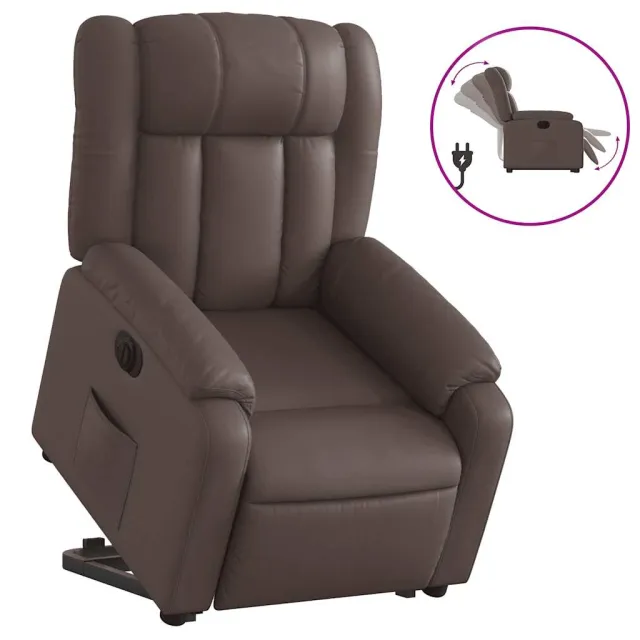 Fauteuil inclinable électrique marron similicuir