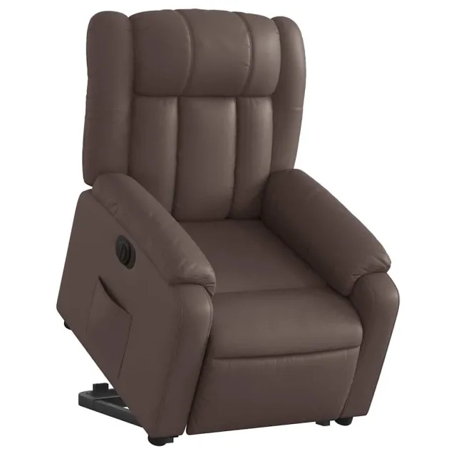Fauteuil inclinable électrique marron similicuir