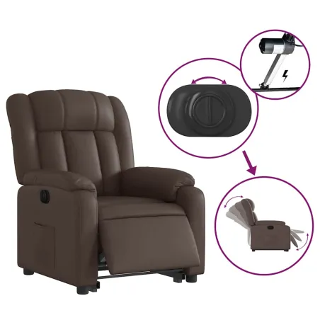 Fauteuil inclinable électrique marron similicuir