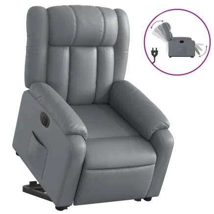 Fauteuil inclinable électrique gris similicuir 2