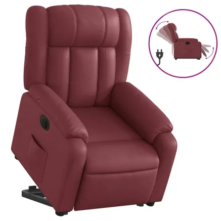 Fauteuil inclinable électrique rouge bordeaux similicuir 2