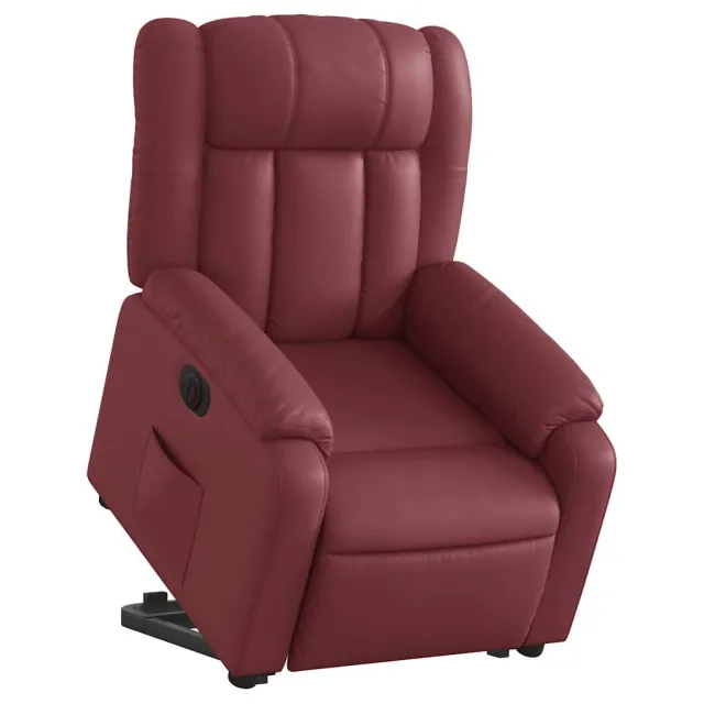Fauteuil inclinable électrique rouge bordeaux similicuir
