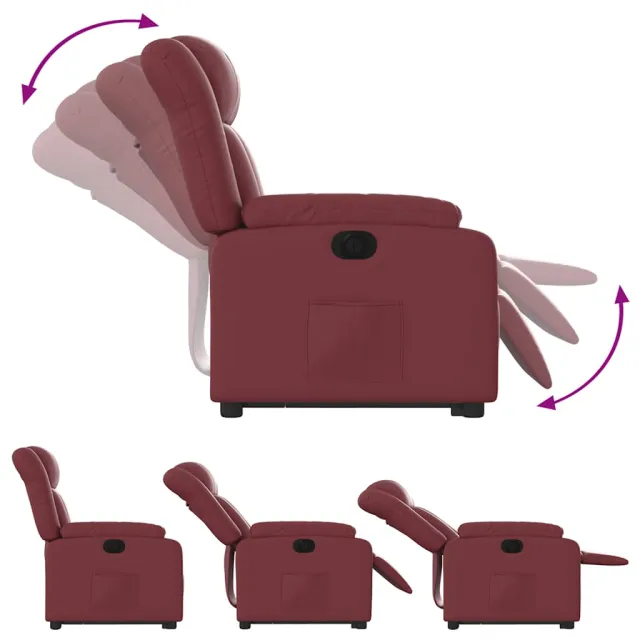 Fauteuil inclinable électrique rouge bordeaux similicuir