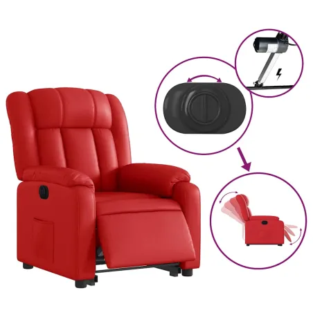 Fauteuil inclinable électrique rouge similicuir