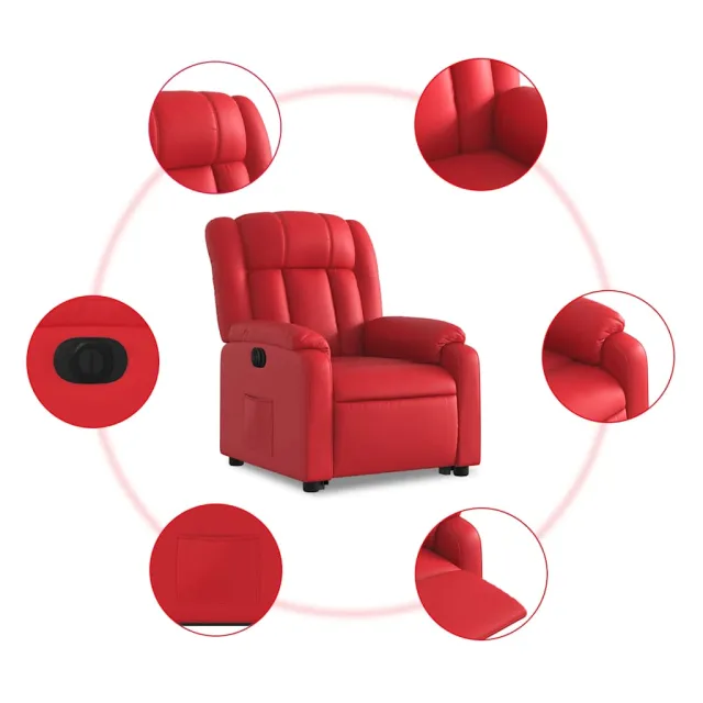 Fauteuil inclinable électrique rouge similicuir