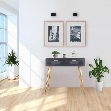 Hall Table with Drawers Alexandra House Living Grey Golden 41 x 78 x 8