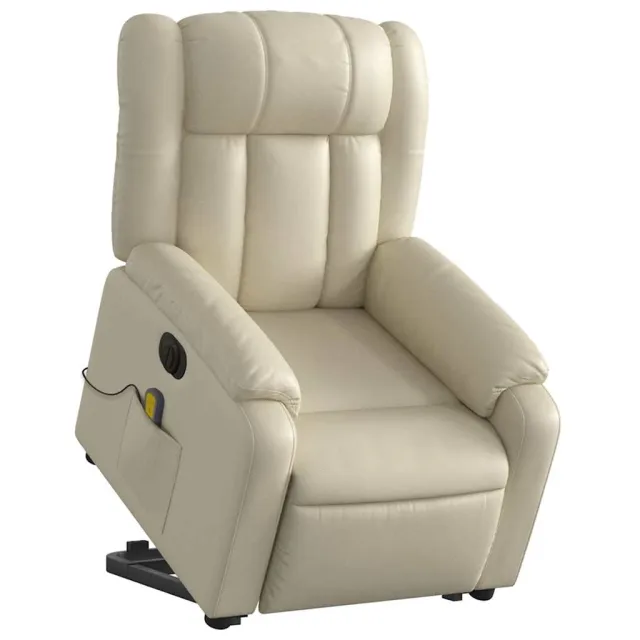 Fauteuil inclinable de massage électrique crème similicuir
