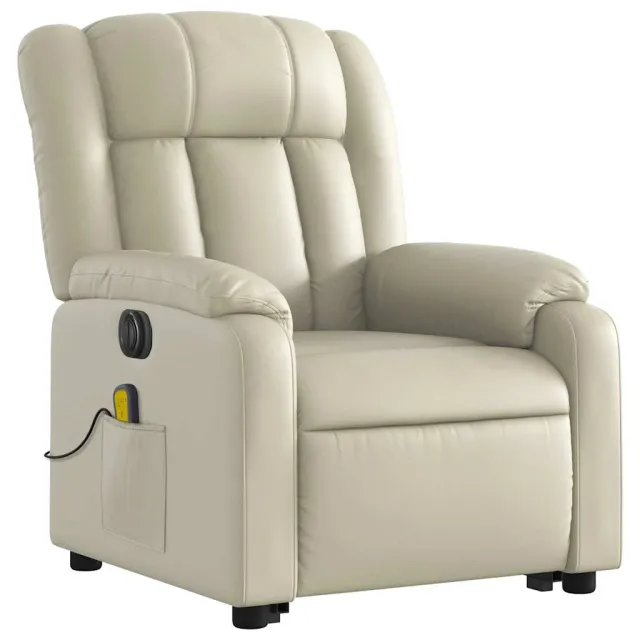 Fauteuil inclinable de massage électrique crème similicuir