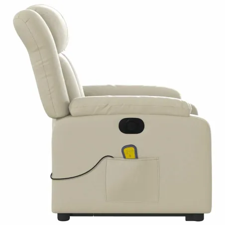 Fauteuil inclinable de massage électrique crème similicuir