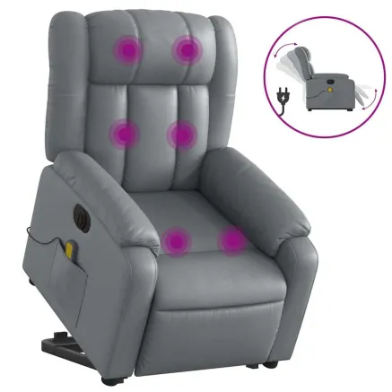 Fauteuil inclinable de massage électrique gris similicuir 2