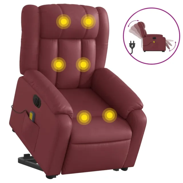 Fauteuil inclinable de massage électrique rouge bordeaux