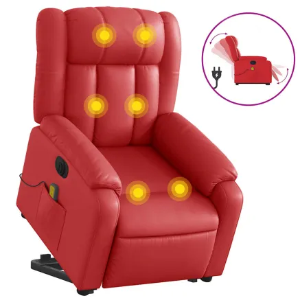 Fauteuil inclinable de massage électrique rouge similicuir 2
