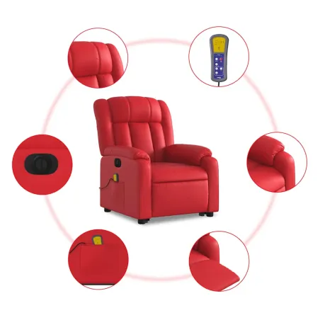 Fauteuil inclinable de massage électrique rouge similicuir