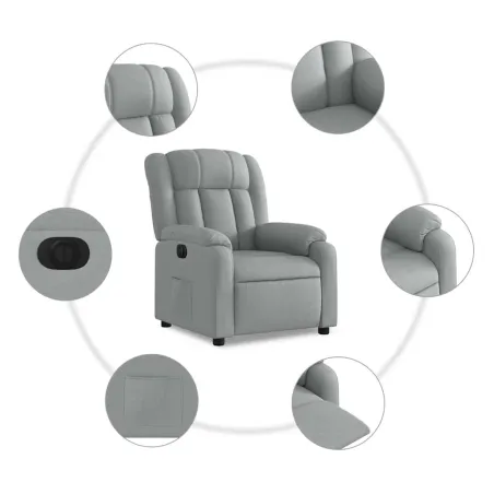 Fauteuil inclinable électrique Gris clair Tissu