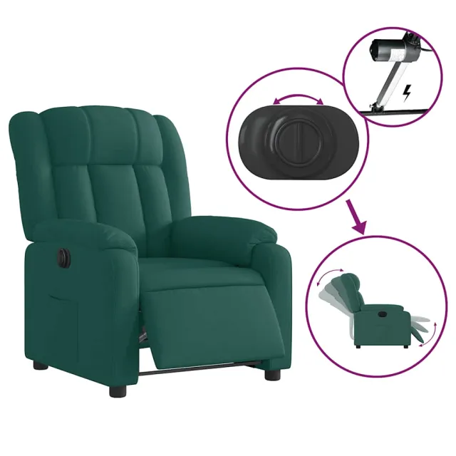 Fauteuil inclinable électrique Vert foncé Tissu