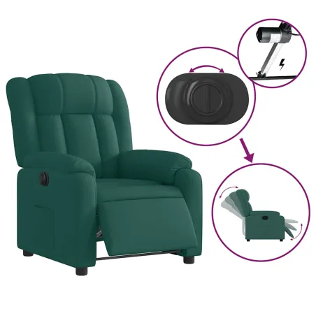 Fauteuil inclinable électrique Vert foncé Tissu