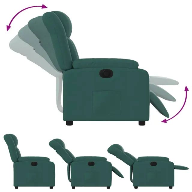 Fauteuil inclinable électrique Vert foncé Tissu