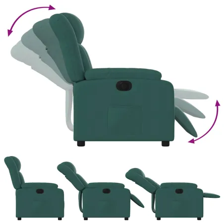 Fauteuil inclinable électrique Vert foncé Tissu